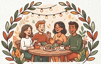 friends on table